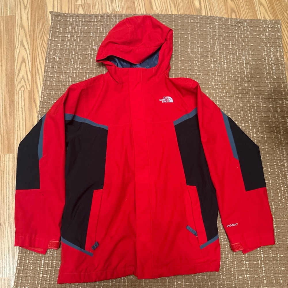 The North Face Kids Red and Black Raincoat